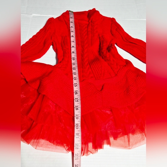 Red Long Sleeve Knit Sweaters tutu dress for Girls size 120 size 6 - Picture 7 of 7